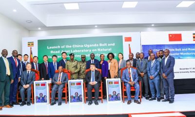 A group photo of Participants at the official launch of the China–Uganda Belt and Road Joint Laboratory on Natural Disaster Monitoring and Early Warning. Official launch of the China–Uganda Belt and Road Joint Laboratory on Natural Disaster Monitoring and Early Warning, a flagship collaboration with Tsinghua University of China, 17 December, 2025, Main Building, Makerere University, Kampala Uganda, East Africa.