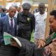 Hon. Prince Maele, Minister of Higher Education who opened the 21st RUFORUM AGM on behalf of the President of Botswana, H.E. Duma Boko tours the Makerere University exhibition accompanied by MoES' Mr. Timothy Musoke Ssejoba (Right) and other officials. Government of Botswana, the host of the Regional Universities Forum for Capacity Building in Agriculture (RUFORUM)’s 21st Annual General Meeting (AGM).