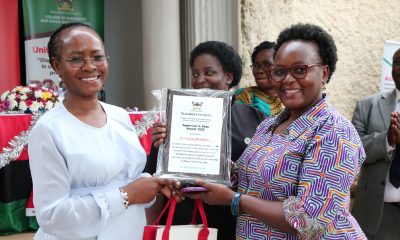 DVC (AA) Prof. Sarah Ssali hands over a plaque to Dr. Pamela Khanakwa during CHUSS End of year party on 12th December 2025. Dr. Pamela Khanakwa Honored for Steering Record 18 PhD Candidates for the Mak 2026 Graduation, School of Liberal and Performing Arts, College of Humanities and Social Sciences (CHUSS), Makerere University, Kampala Uganda, East Africa.