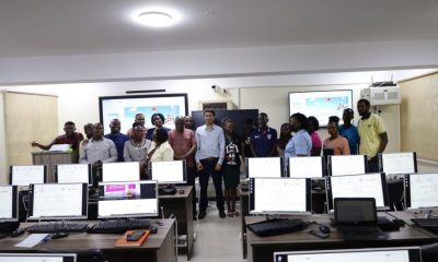 Badru Ssekumba, Hassan Adeel, Nicholas Betungye, Baluku Herbert and others after completing the last step of connectivity for the Smart Classroom on 2nd September 2022 at Makerere University. Kampala Uganda, East Africa.