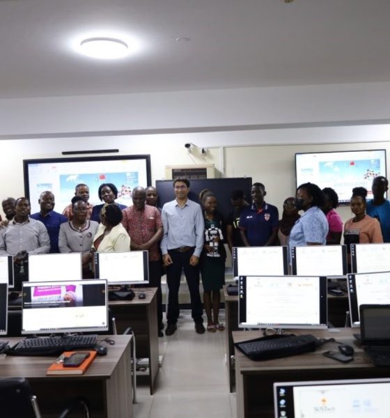 Badru Ssekumba, Hassan Adeel, Nicholas Betungye, Baluku Herbert and others after completing the last step of connectivity for the Smart Classroom on 2nd September 2022 at Makerere University. Kampala Uganda, East Africa.