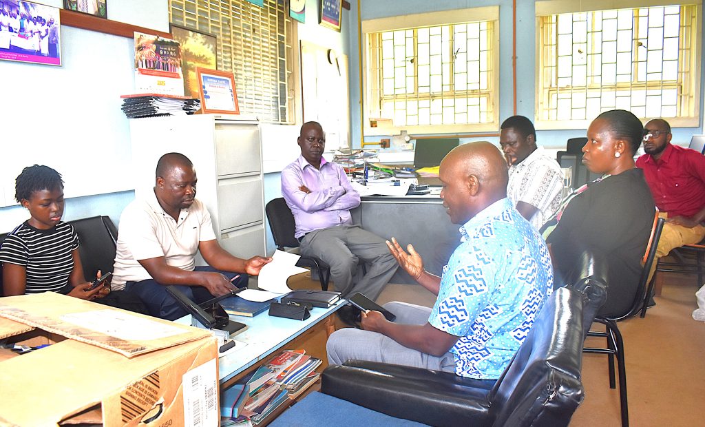 The Dean delivering his remarks during the handover ceremony. Dr Oruru Bosco appointed Acting Head of the Department of Physics at the College of Natural Sciences (CoNAS), Makerere University, Kampala Uganda, East Africa, effective 1st January 2026. Official handover ceremony, 6th January 2026.