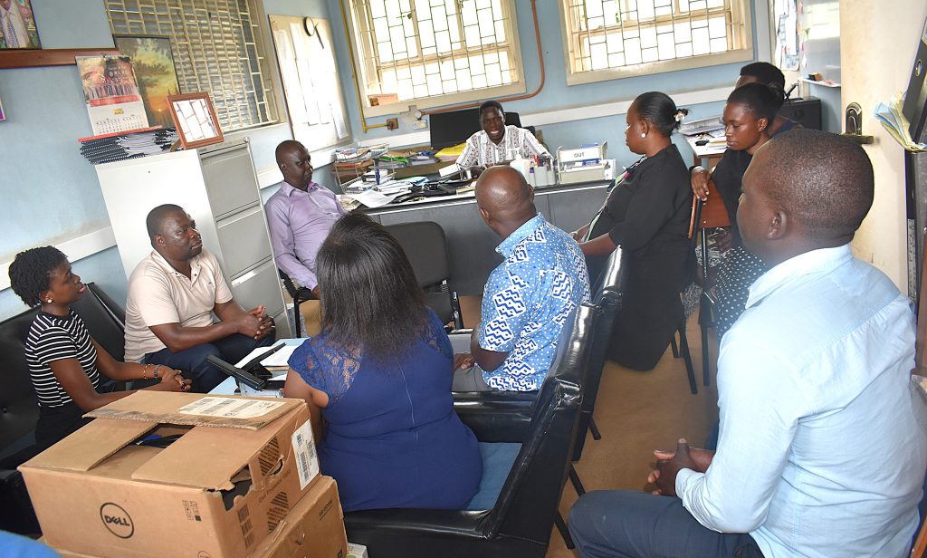 Dr Oruru with staff that attended the handover ceremony. Dr Oruru Bosco appointed Acting Head of the Department of Physics at the College of Natural Sciences (CoNAS), Makerere University, Kampala Uganda, East Africa, effective 1st January 2026. Official handover ceremony, 6th January 2026.