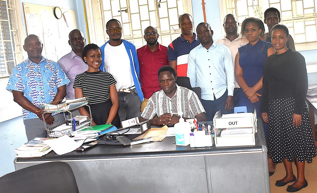 Dr Oruru with the Dean and staff from the School and the Department of Physics after the handover ceremony. Dr Oruru Bosco appointed Acting Head of the Department of Physics at the College of Natural Sciences (CoNAS), Makerere University, Kampala Uganda, East Africa, effective 1st January 2026. Official handover ceremony, 6th January 2026.