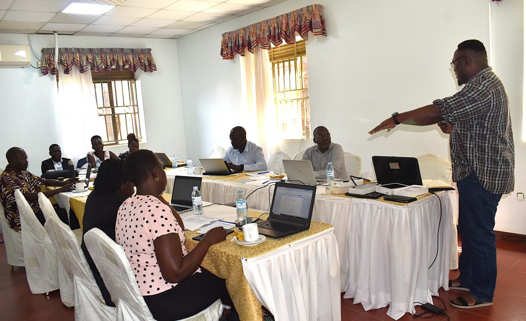 Mr. Eugene Swinnerstone Miheso training the team on the use of the household survey tool. Department of Zoology, Entomology, and Fisheries Sciences at Makerere University, in partnership with Nutreal Ltd and Kati Farms Ltd NutriFishPlus Project team one-day capacity-building training for research assistants on the Monitoring, Evaluation, and Learning (MEL) framework and the household survey tool, 13th January 2026, Ridar Hotel Seeta, Mukono District, Uganda, East Africa.