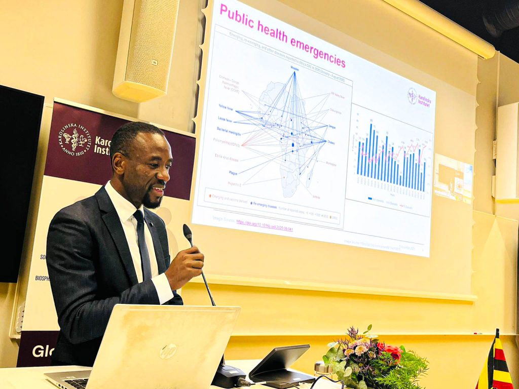 Kabwama presents his findings during his PhD thesis Defense.