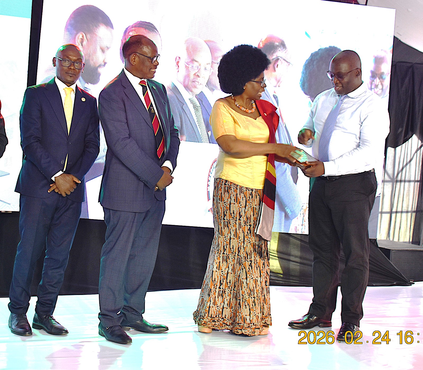 Dr Mugabi Robert scooped the Mid-Career Research Award. 76th Graduation Ceremony, Day 1, College of Agricultural and Environmental Sciences (CAES). Commencement Speaker-Prof. Nicholas Ozor, the Executive Director of the African Technology Policy Studies Network, Nairobi, Kenya. 24th February 202, Freedom Square, Makerere University, Kampala Uganda, East Africa.