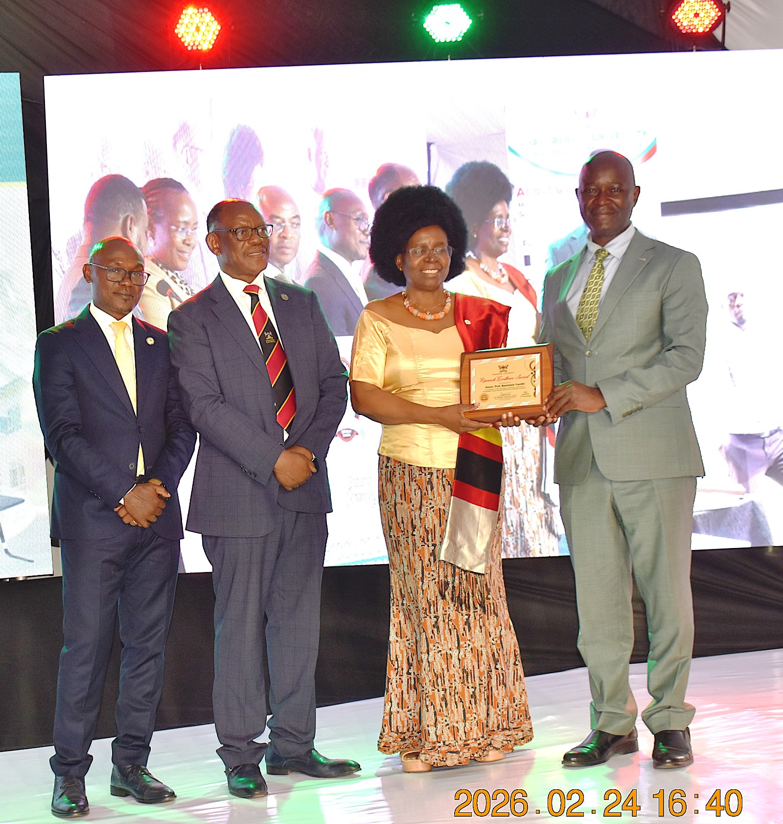 Prof. Yazidhi Bamutaze got the Senior Career Research Award. 76th Graduation Ceremony, Day 1, College of Agricultural and Environmental Sciences (CAES). Commencement Speaker-Prof. Nicholas Ozor, the Executive Director of the African Technology Policy Studies Network, Nairobi, Kenya. 24th February 202, Freedom Square, Makerere University, Kampala Uganda, East Africa.