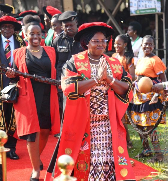 The Chief Guest-Hon. Dr. Joyce Moriku Kaducu who represented the First Lady and Minister of Education and Sports followed by Mace Bearer-Ms. Anthea Ampaire and the Chancellor-Hon. Dr. Crispus Kiyonga makes her way into the Freedom Square. 76th Graduation Ceremony, Day 1, CAES, CoCIS, CEES and School of Law. Commencement Speaker-Prof. Nicholas Ozor, the Executive Director of the African Technology Policy Studies Network, Nairobi, Kenya. 24th February 202, Freedom Square, Makerere University, Kampala Uganda, East Africa.