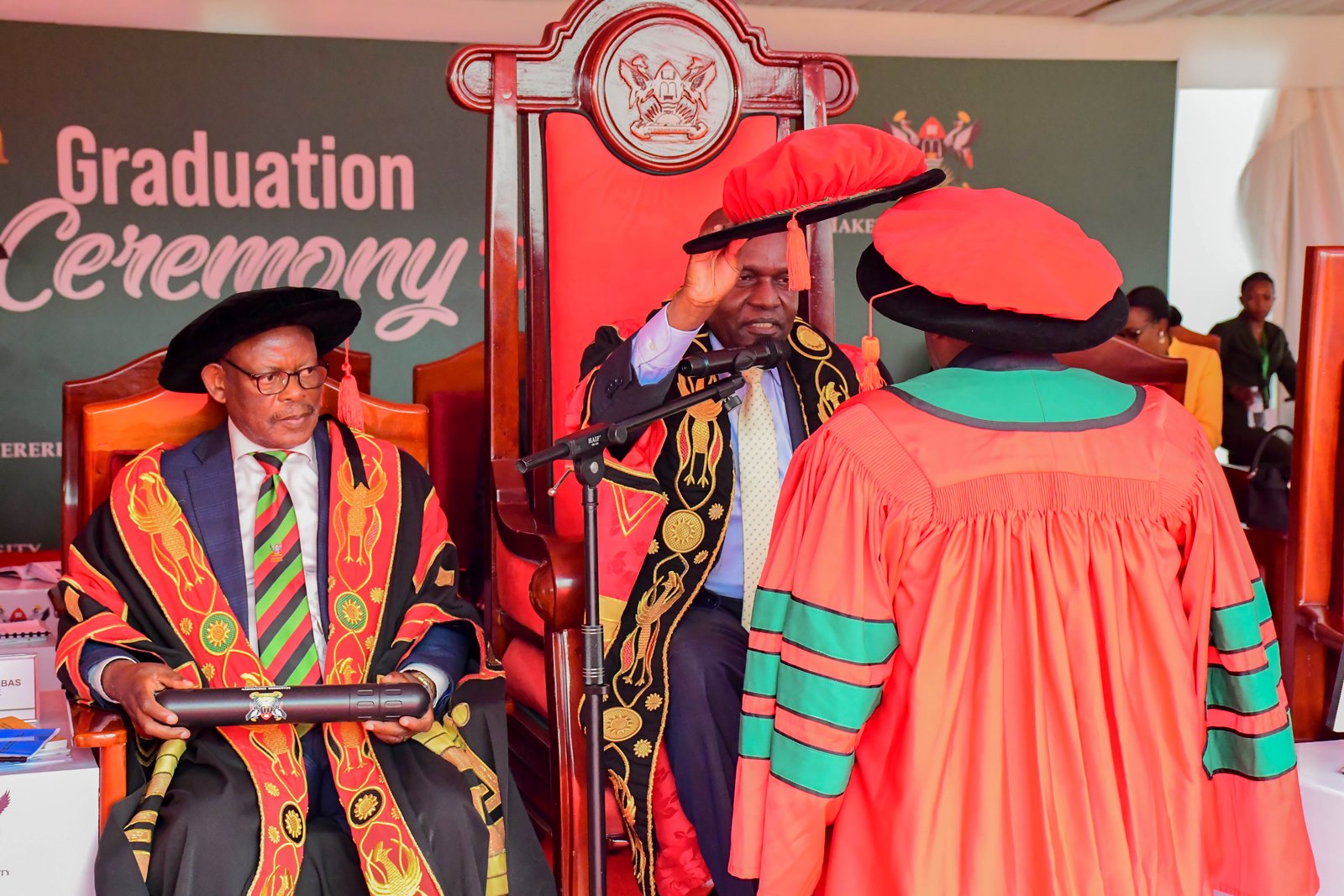 The Chancellor Makerere university, confers the Doctor of Letters (Honoris Causa), of Makerere University upon Dr. Japheth Buleetwa Katto. 76th Graduation Ceremony, Day 3, College of Business and Management Sciences (CoBAMS). Commencement Speaker-Dr. Patricia Adongo Ojangole, Managing Director, Uganda Development Bank Limited. 26th February 2026, Freedom Square, Makerere University, Kampala Uganda, East Africa.