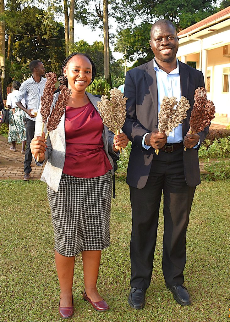 Dr Dramadri and a colleague from NASECO show off the new sorghum varieties. National Variety Release Committee (NVRC) official approval of Maksoy 7N, the latest soybean variety developed by the Makerere University Centre for Soybean Improvement and Development (MAKCSID), Department of Crop Science and Horticulture, College of Agricultural and Environmental Sciences during committee’s 47th meeting at National Agricultural Research Laboratories (NARL), Kawanda, Wakiso, Uganda, East Africa on 13th February 2026