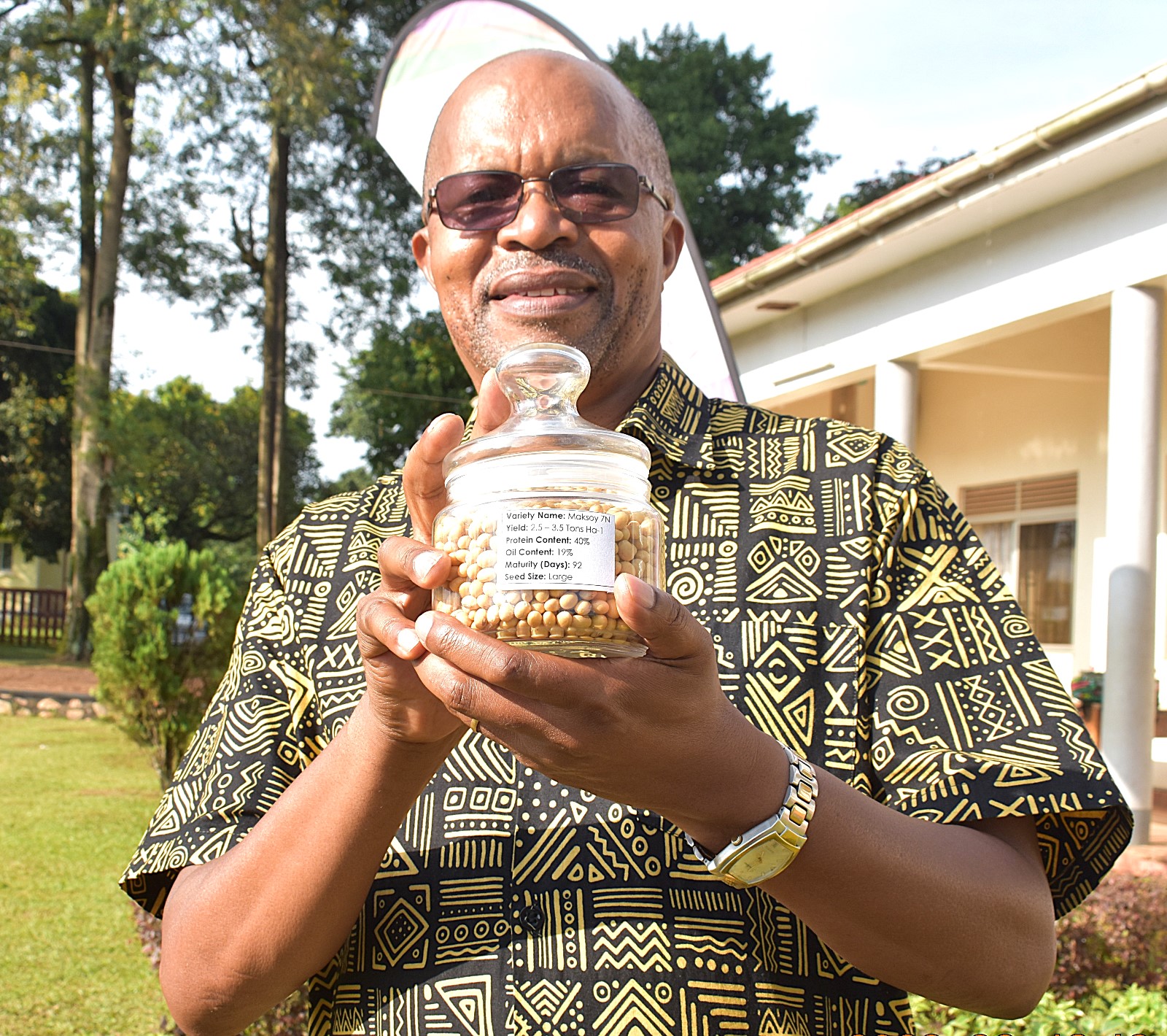 Prof. Tukamuhabwa celebrating their achievement. National Variety Release Committee (NVRC) official approval of Maksoy 7N, the latest soybean variety developed by the Makerere University Centre for Soybean Improvement and Development (MAKCSID), Department of Crop Science and Horticulture, College of Agricultural and Environmental Sciences during committee’s 47th meeting at National Agricultural Research Laboratories (NARL), Kawanda, Wakiso, Uganda, East Africa on 13th February 2026