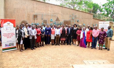 Prof. Eria Hisali (Centre) with Ms. Monica Edemachu Ejua, Ms. Maliam Acio Aalangdong and MoKCC&MA Officials in a group photo on 17th February 2026. Four-day training for Ministry of Kampala Capital City and Metropolitan Affairs (MoKCC&MA) officials on Integrating and Managing Environmental, Social, Health and Safety (ESHS) Safeguards in Procurement conducted by the Public Investment Management (PIM) Centre of Excellence Cohort 2 opening ceremony, 17th February 2026, College of Business and Management Sciences, Makerere University, Kampala Uganda, East Africa.
