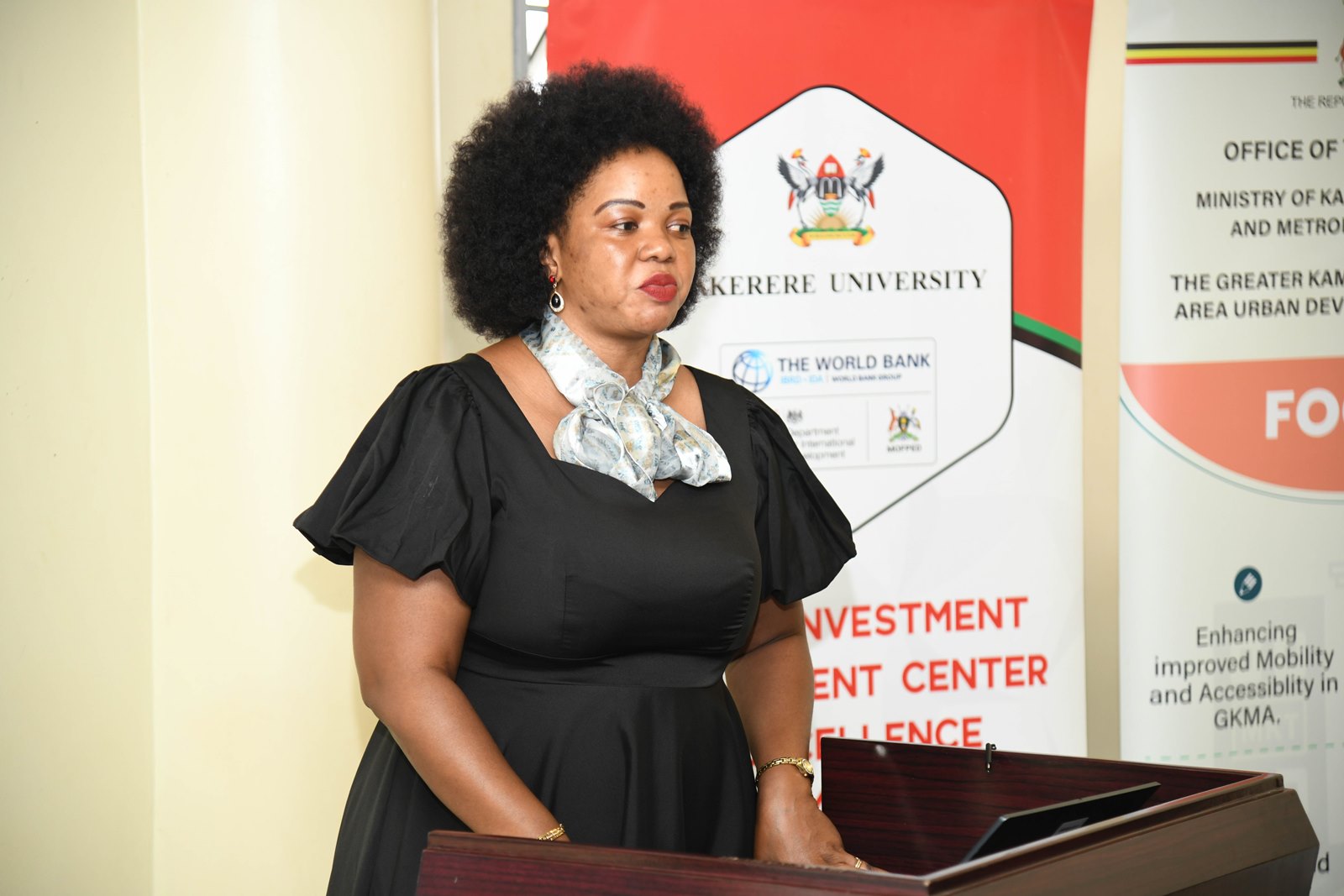 Ms Maliam Acio Aalangdong. Four-day training for Ministry of Kampala Capital City and Metropolitan Affairs (MoKCC&MA) officials on Integrating and Managing Environmental, Social, Health and Safety (ESHS) Safeguards in Procurement conducted by the Public Investment Management (PIM) Centre of Excellence Cohort 2 opening ceremony, 17th February 2026, College of Business and Management Sciences, Makerere University, Kampala Uganda, East Africa.