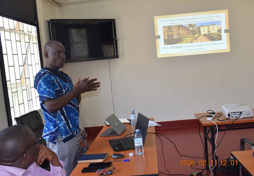 Dr. Akoll presented a detailed account of the partnership’s evolution and achievements. Department of Zoology, Entomology and Fisheries Sciences hosted a high-level delegation from the University of Natural Resources and Life Sciences, Vienna (BOKU), to discuss strategies for future collaboration in a partnership that has spanned five decades, 11th February 2026, College of Natural Sciences (CoNAS), Makerere University, Kampala Uganda, East Africa.