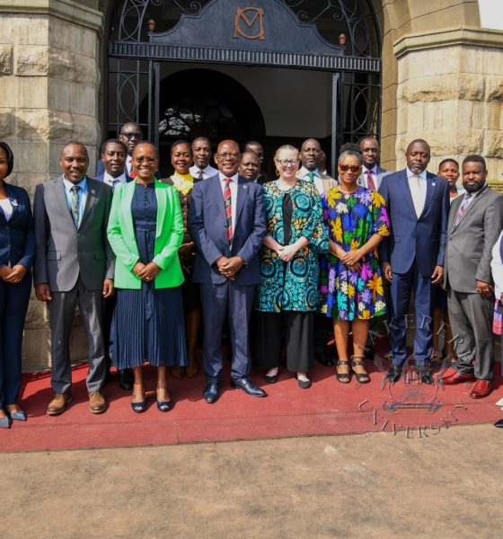 Prof. Barnabas Nawangwe (5th L) with DVCAA-Prof. Sarah Ssali (4th L), DVCFA-Prof. Winston Ireeta Tumps (3rd L), Dr. Amy Jamison (6th L), Dr. Jose Jackson-Malete (7th L) and members of Management after the meeting on 23rd February 2026. Makerere University selected to host the Africa Office of the Alliance for African Partnership (AAP), a significant milestone that underscores Makerere’s role in fostering research, innovation, and global collaborations across the continent, announced at a meeting of the University’s Central Management with an AAP delegation on 23rd February 2026, Main Building, Kampala Uganda, East Africa.