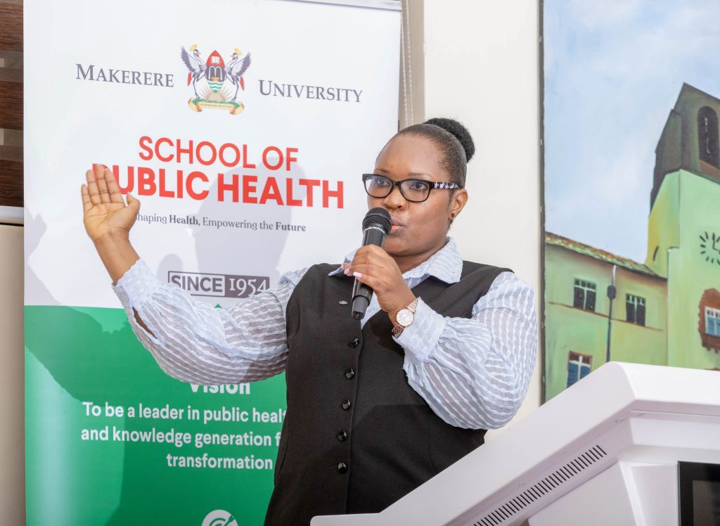 Dr. Olivia Nakisita during the PhD Defense. Makerere University School of Public Health Communications Office, Graduation Profiles Series, 76th Graduation Ceremony, Olivia Nakisita, āMaternal Health Services for Adolescent Refugees in Urban Settings in Uganda: Access, Utilisation, and Health Facility Readiness,ā Kampala Uganda, East Africa.