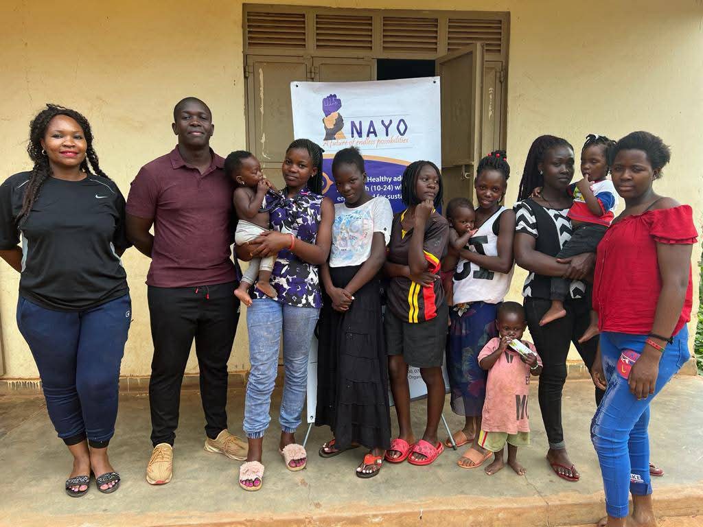 Community engagement with young mothers at the NAYO Offices, Kiwenda, Busukuma Division, Nansana Municipality, Wakiso District (2022). Makerere University School of Public Health Communications Office, Graduation Profiles Series, 76th Graduation Ceremony, Olivia Nakisita, āMaternal Health Services for Adolescent Refugees in Urban Settings in Uganda: Access, Utilisation, and Health Facility Readiness,ā Kampala Uganda, East Africa.