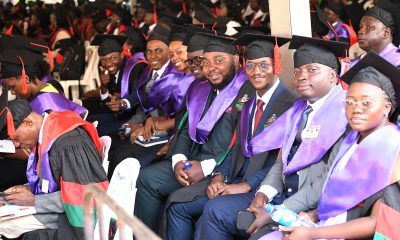 SPH and CHS Masters Graduands at the 76th Graduation Ceremony. 76th Graduation Ceremony, Day 1, College of Health Sciences and School of Public Health. Commencement Speaker-Prof. Nicholas Ozor, the Executive Director of the African Technology Policy Studies Network, Nairobi, Kenya. 24th February 2026, Freedom Square, Kampala Uganda, East Africa.