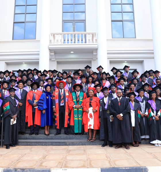 SoL Staff and Graduands. 76th Graduation Ceremony, Day 1, School of Law (SoL). Commencement Speaker-Prof. Nicholas Ozor, the Executive Director of the African Technology Policy Studies Network, Nairobi, Kenya. 24th February 202, Freedom Square, Makerere University, Kampala Uganda, East Africa.