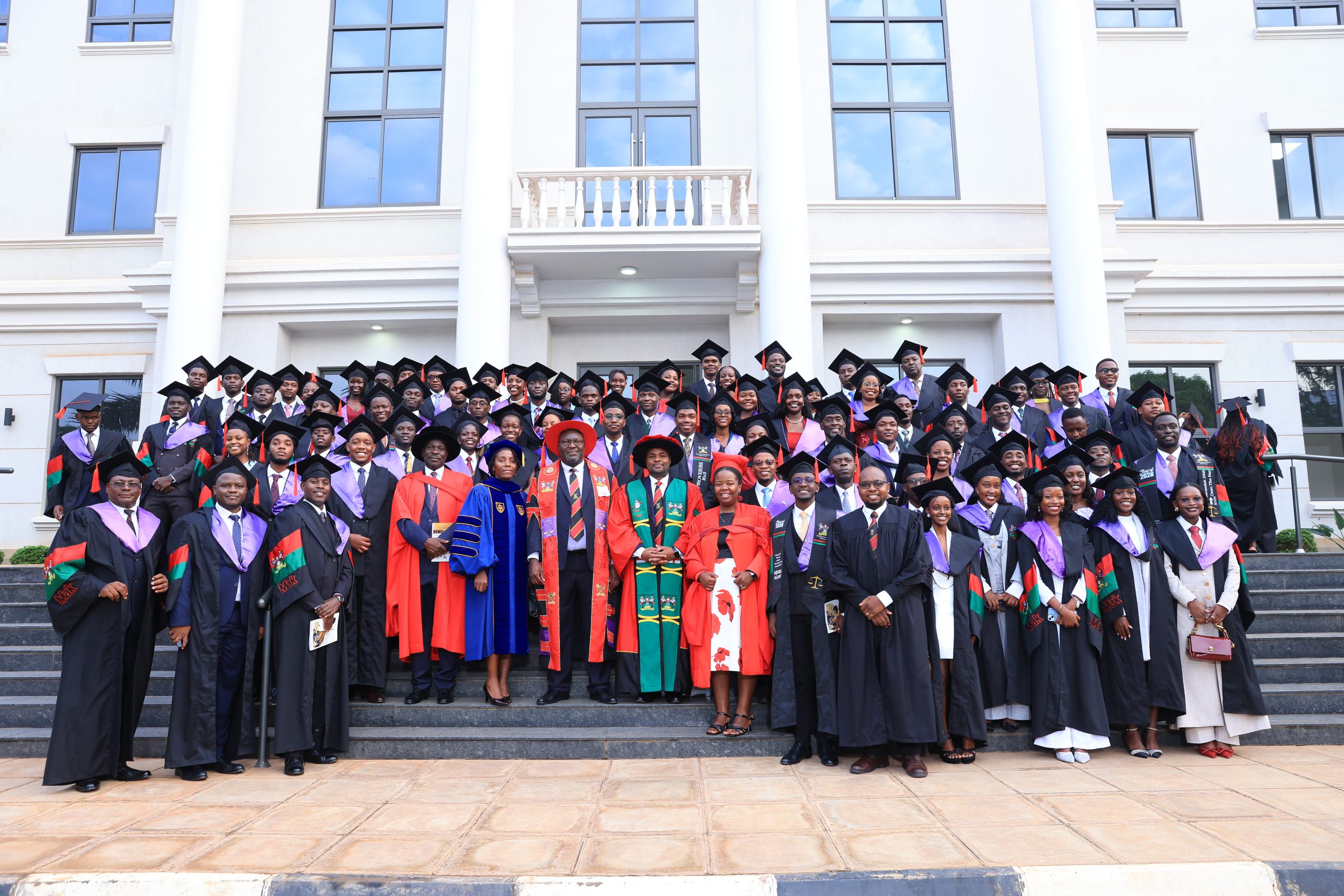 SoL Staff and Graduands. 76th Graduation Ceremony, Day 1, School of Law (SoL). Commencement Speaker-Prof. Nicholas Ozor, the Executive Director of the African Technology Policy Studies Network, Nairobi, Kenya. 24th February 202, Freedom Square, Makerere University, Kampala Uganda, East Africa.