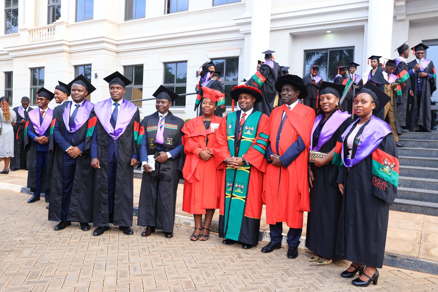 SoL Staff and Graduands. 76th Graduation Ceremony, Day 1, School of Law (SoL). Commencement Speaker-Prof. Nicholas Ozor, the Executive Director of the African Technology Policy Studies Network, Nairobi, Kenya. 24th February 202, Freedom Square, Makerere University, Kampala Uganda, East Africa.