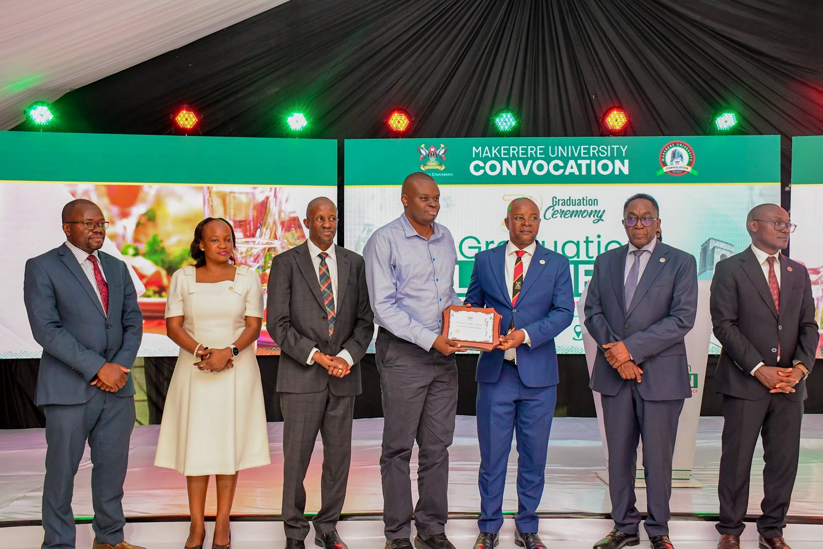 At the Convocation Luncheon, the central highlight of the occasion was the presentation of the Vice Chancellor’s Research Excellence Awards, which honored faculty members for scholarly contributions that have significantly elevated the university’s academic and research profile. 76th Graduation Ceremony, Day 3, College of Business and Management Sciences (CoBAMS) Vice Chancellors Research Excellence Awards at Convocation House, Edge Road. 26th February 2026, Makerere University, Kampala Uganda, East Africa.