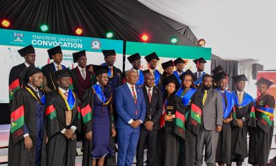 Prof. Edward Bbaale, Mr. George Turyamureeba and Prof. Robert Wamala with Graduates at the Convocation Luncheon on 26th February 2026. 76th Graduation Ceremony, Day 3, College of Business and Management Sciences (CoBAMS) Vice Chancellors Research Excellence Awards at Convocation House, Edge Road. 26th February 2026, Makerere University, Kampala Uganda, East Africa.