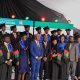 Prof. Edward Bbaale, Mr. George Turyamureeba and Prof. Robert Wamala with Graduates at the Convocation Luncheon on 26th February 2026. 76th Graduation Ceremony, Day 3, College of Business and Management Sciences (CoBAMS) Vice Chancellors Research Excellence Awards at Convocation House, Edge Road. 26th February 2026, Makerere University, Kampala Uganda, East Africa.