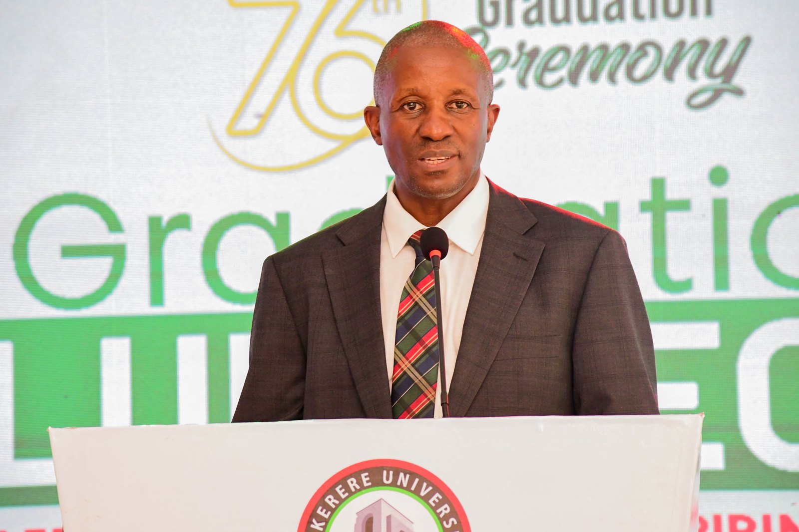 Prof. Moses Muhwezi congratulated the awardees and reminded them that graduating from Makerere University carries both privilege and responsibility. 76th Graduation Ceremony, Day 3, College of Business and Management Sciences (CoBAMS) Vice Chancellors Research Excellence Awards at Convocation House, Edge Road. 26th February 2026, Makerere University, Kampala Uganda, East Africa.