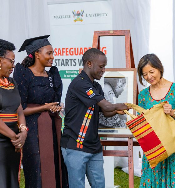 Ms. Reeta Roy receiving a gift from the Mastercard Foundation Scholars and alumni Community at Makerere University. Celebrating 13 years of a significant partnership with the Mastercard Foundation and honorary Doctor of Laws conferred upon Ms. Reeta Roy, the Founding President and CEO of the Mastercard Foundation, 27th February 2026, Makerere University, Kampala Uganda, East Africa.