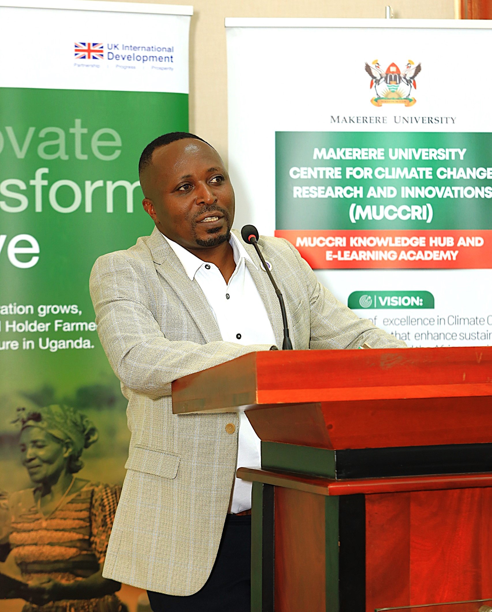 Mr. Alex Atuhaire represented the Editors Guild at the launch. Launch of specialized short training course developed by Makerere University Centre for Climate Change Research and Innovation (MUCCRI) aimed at equipping media practitioners and digital content creators with knowledge and skills to effectively report on climate change and related environmental issues by British High Commissioner to Uganda, H.E. Lisa Chesney, 5th March 2026, Senior Common Room, Main Building, Kampala Uganda, East Africa.