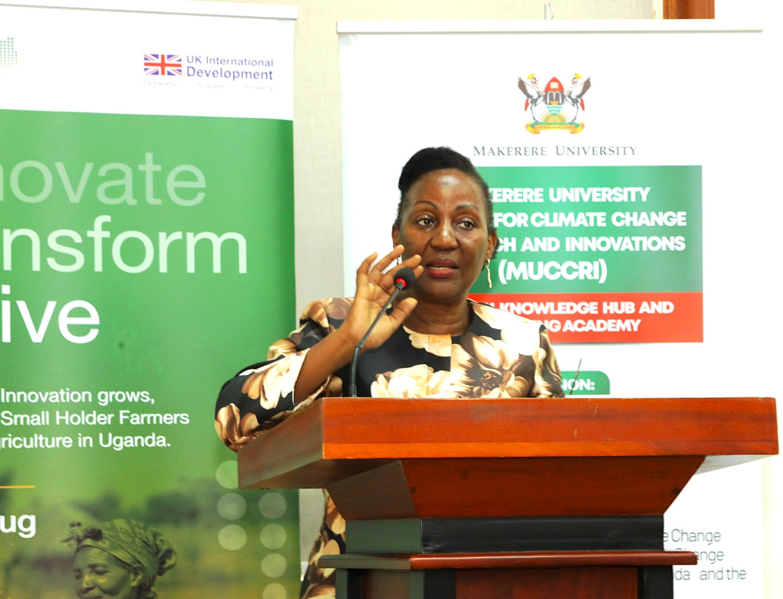 The Principal of CAES, Prof. Gorettie Nabanoga appreciated the UK Government for the support extended to the project. Launch of specialized short training course developed by Makerere University Centre for Climate Change Research and Innovation (MUCCRI) aimed at equipping media practitioners and digital content creators with knowledge and skills to effectively report on climate change and related environmental issues by British High Commissioner to Uganda, H.E. Lisa Chesney, 5th March 2026, Senior Common Room, Main Building, Kampala Uganda, East Africa.