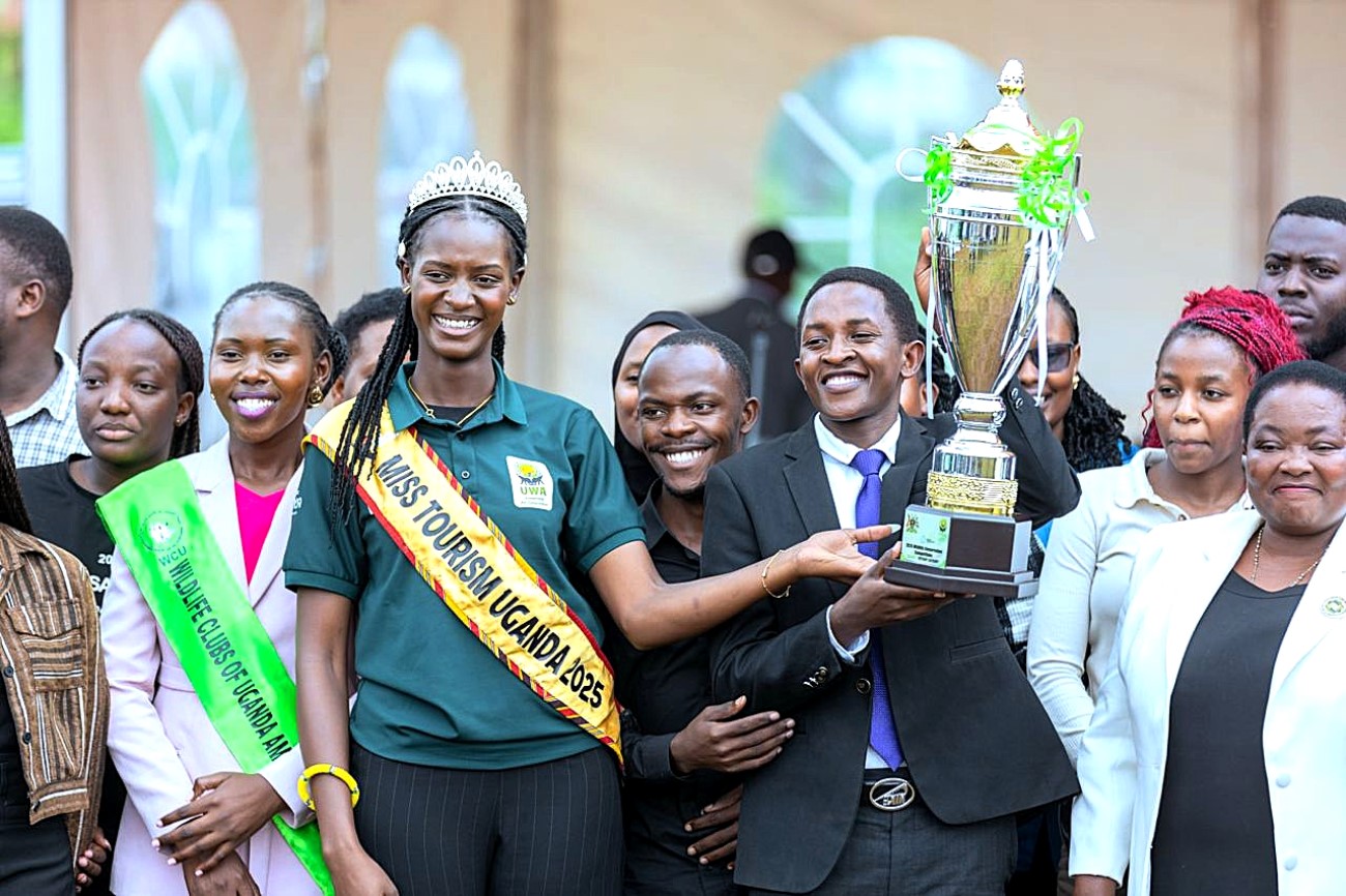 Miss Tourism 2025 joins in the celebration with winning team. Makerere University Tourism Association (MUTA) overall winners, Uganda Wildlife Authority (UWA) Tertiary Institutions Conservation Competitions held under the theme “Medicinal and Aromatic Plants: Conservation, Health, Heritage and Livelihoods”, Award Ceremony at national celebrations to mark the World Wildlife Day, 3rd March 2026, Entebbe Works Grounds, Uganda, East Africa.