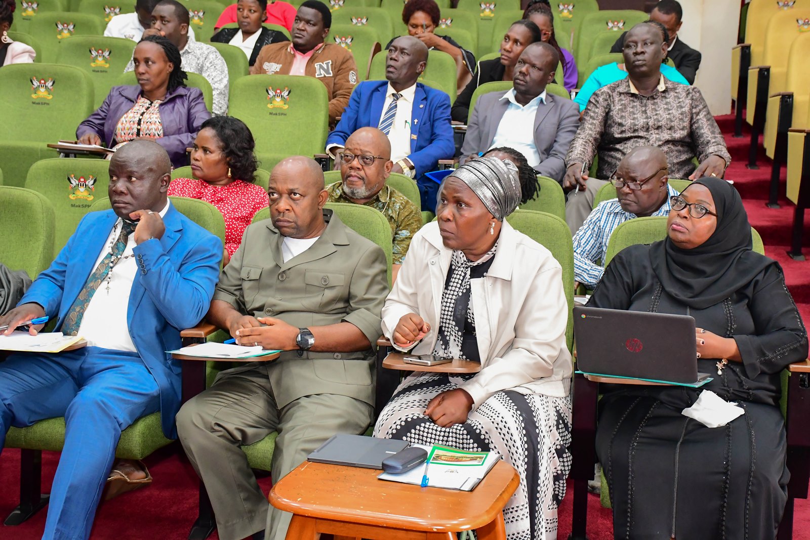 Participants actively following the presentations. School Stakeholders’ Workshop aimed at strengthening capacity at pre-primary, primary and secondary levels to address students’ mental health and psychosocial challenges hosted by the Centre for Teaching and Learning Support (CTLS), College of Education and External Studies (CEES), 21st March 2026, MakSPH Auditorium, Makerere University, Kampala Uganda, East Africa.