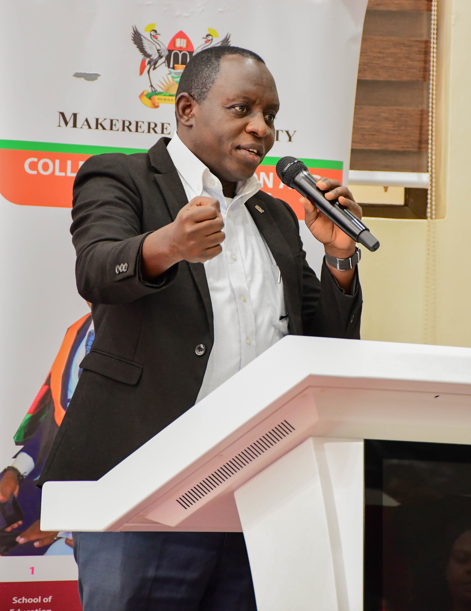 Dr. Henry Nsubuga, Director, Counselling and Guidance Centre. School Stakeholders’ Workshop aimed at strengthening capacity at pre-primary, primary and secondary levels to address students’ mental health and psychosocial challenges hosted by the Centre for Teaching and Learning Support (CTLS), College of Education and External Studies (CEES), 21st March 2026, MakSPH Auditorium, Makerere University, Kampala Uganda, East Africa.