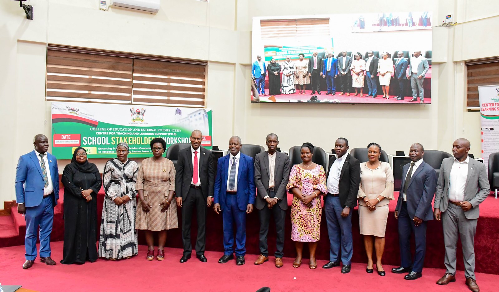 Project research team, Keynote Speaker-Prof. Rev. Dr. Sam Luboga, Principal, CEES-Prof. Anthony Mugagga, and facilitators being introduced to the participants. School Stakeholders’ Workshop aimed at strengthening capacity at pre-primary, primary and secondary levels to address students’ mental health and psychosocial challenges hosted by the Centre for Teaching and Learning Support (CTLS), College of Education and External Studies (CEES), 21st March 2026, MakSPH Auditorium, Makerere University, Kampala Uganda, East Africa.