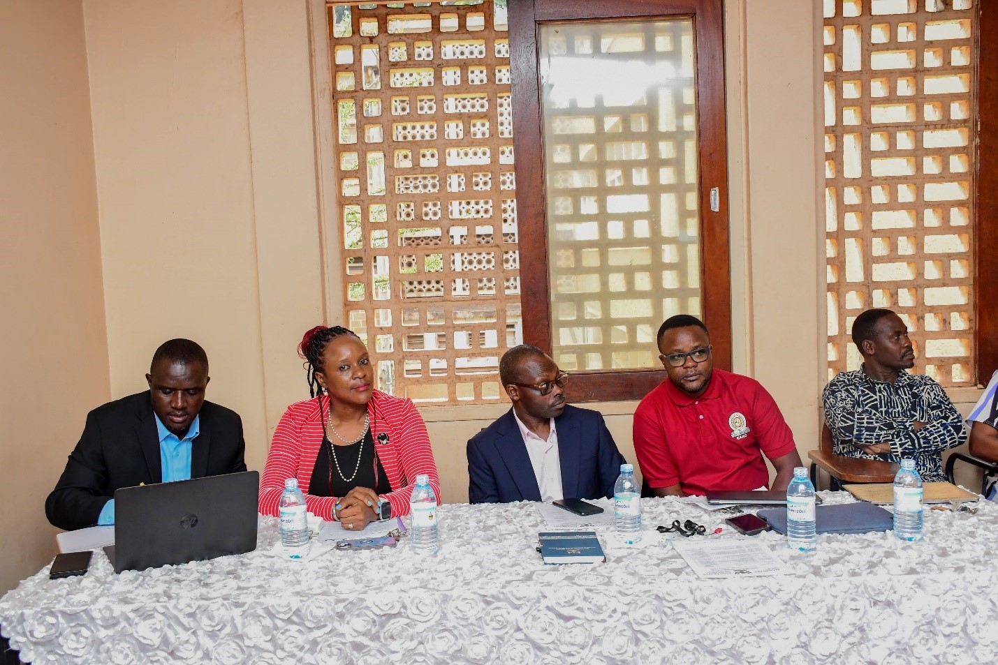 Left to Right: Mr. Joseph Tusingwiire, Dr. Dorothy Ssebowa Kyagaba, and facilitators attending the workshop. Center for Teaching and Learning Support, College of Education and External Studies (CEES), Kiswahili Primary School Orientation Workshop, aimed at strengthening skills in content and delivery, enhancing assessment competencies, and improving the understanding of the Kiswahili curriculum, 14th March 2026, Makerere University, Kampala Uganda, East Africa.