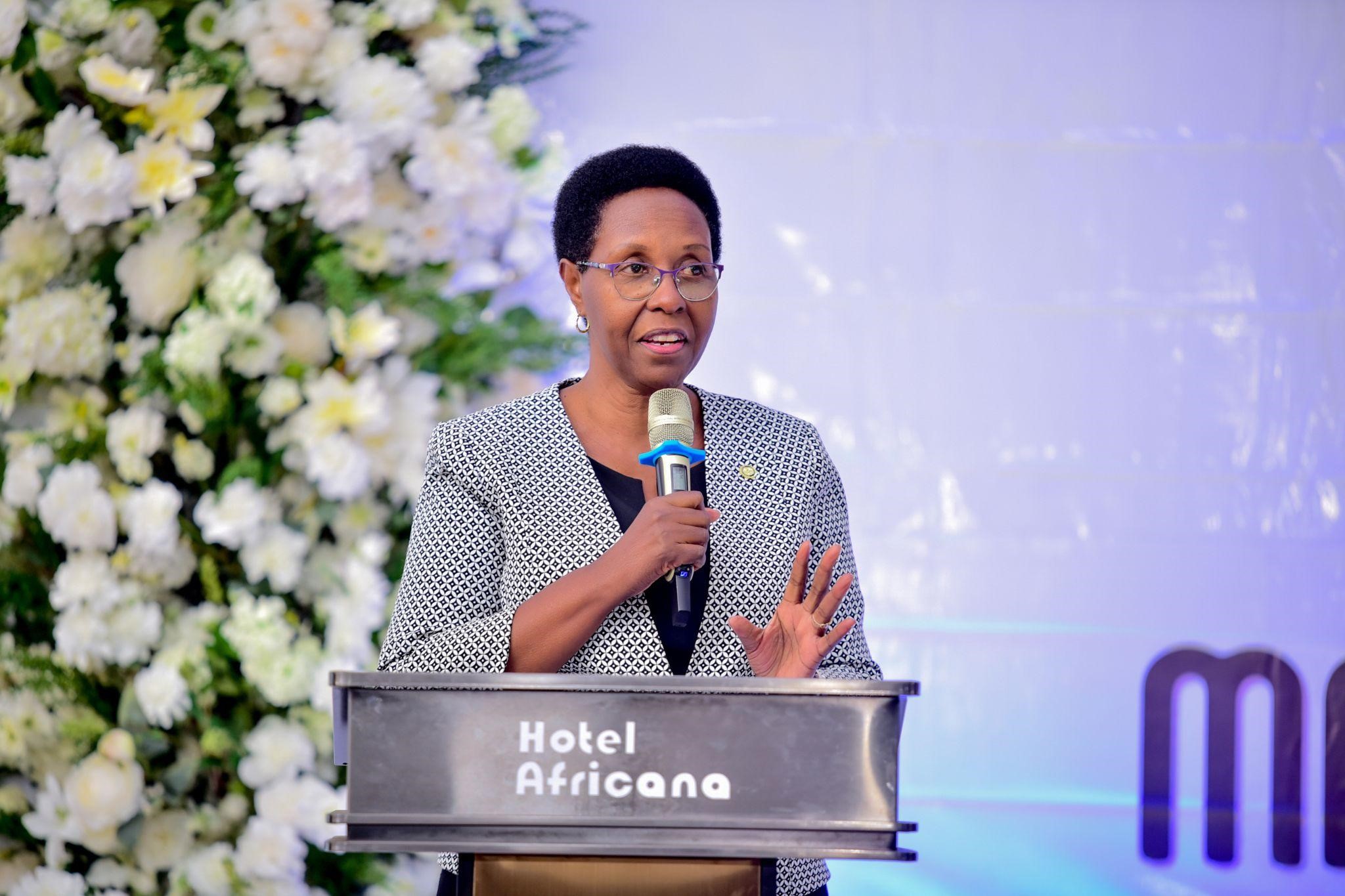 Dr. Rosemary Byanyima delivering a speech on behalf of Dr. Jan Ruth Aceng at the #MakCHSDinner. Makerere University College of Health Sciences celebrates 100 years of training health professionals, 6th March 2026, Nile Hall, Hotel Africana, Kampala Uganda, East Africa.