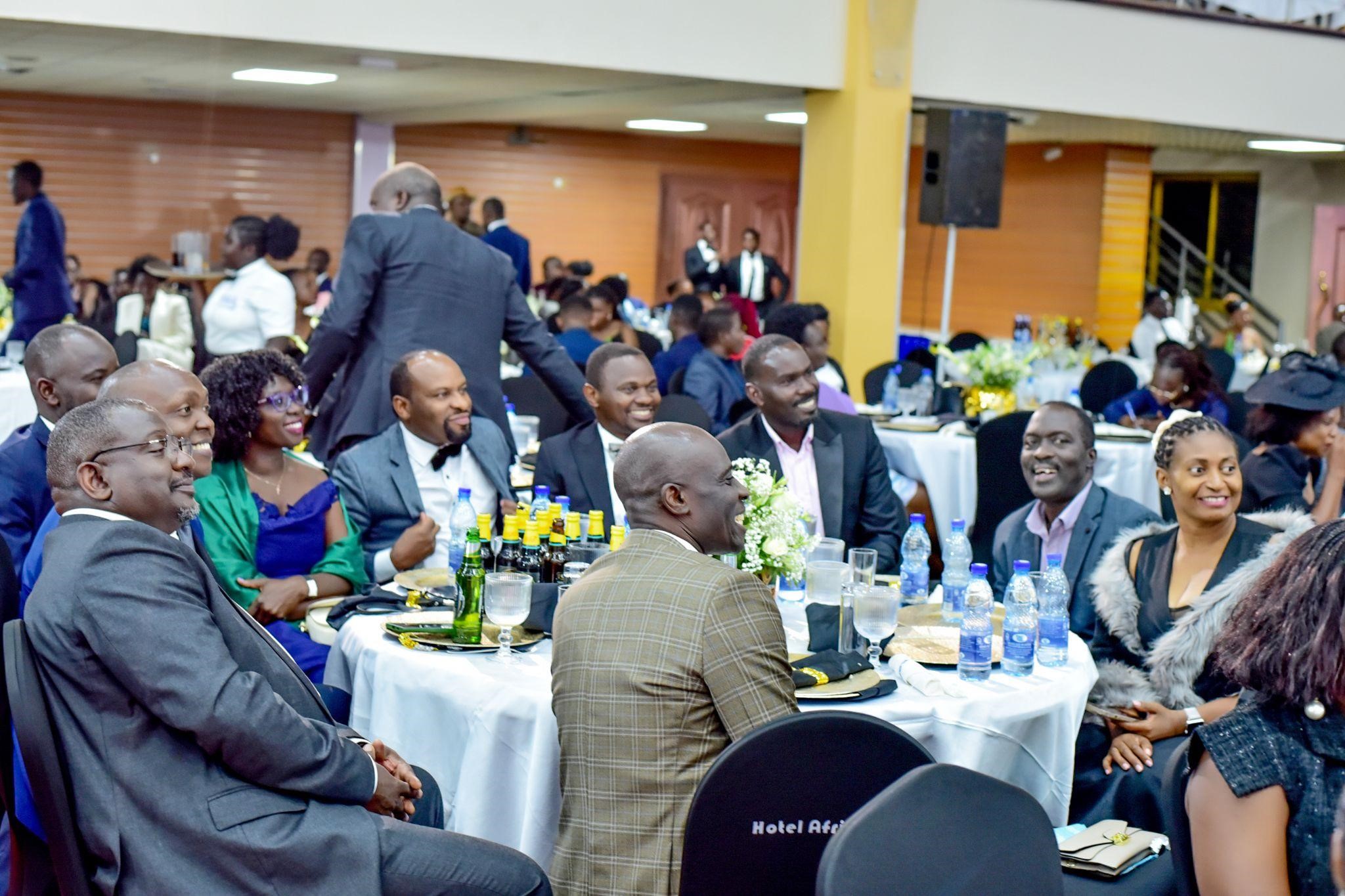 A photo moment of alumni attending the dinner. Makerere University College of Health Sciences celebrates 100 years of training health professionals, 6th March 2026, Nile Hall, Hotel Africana, Kampala Uganda, East Africa.