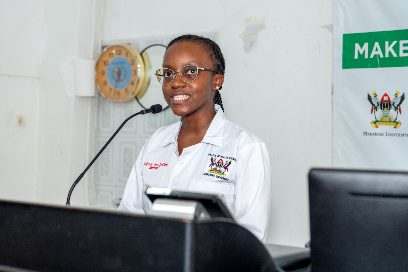 Anne Atukunda Ronaldine. White Coat Ceremony for Medical students, 12th March 2026, College of Health Sciences, Mulago Campus, Makerere University, Kampala Uganda, East Africa.