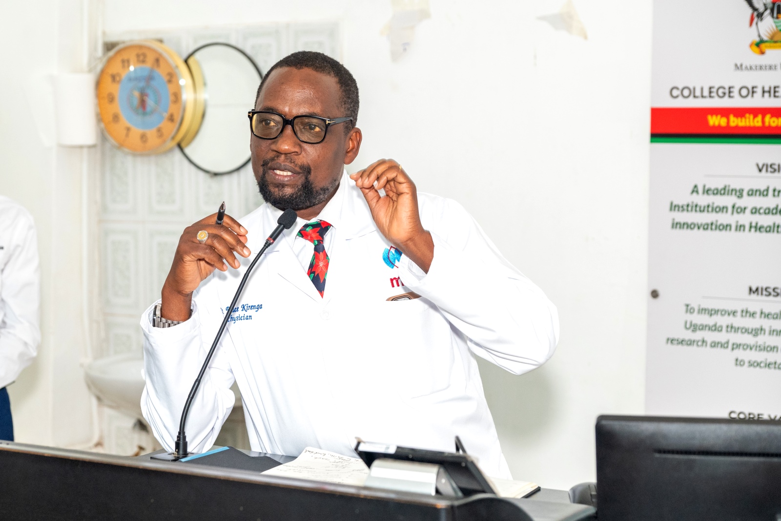 Prof. Bruce Kirenga addresses the students. White Coat Ceremony for Medical students, 12th March 2026, College of Health Sciences, Mulago Campus, Makerere University, Kampala Uganda, East Africa.