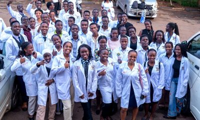 Some of the Medical Students that attended the White Coat Ceremony pose for the camera. White Coat Ceremony for Medical students, 12th March 2026, College of Health Sciences, Mulago Campus, Makerere University, Kampala Uganda, East Africa.