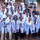 Some of the Medical Students that attended the White Coat Ceremony pose for the camera. White Coat Ceremony for Medical students, 12th March 2026, College of Health Sciences, Mulago Campus, Makerere University, Kampala Uganda, East Africa.