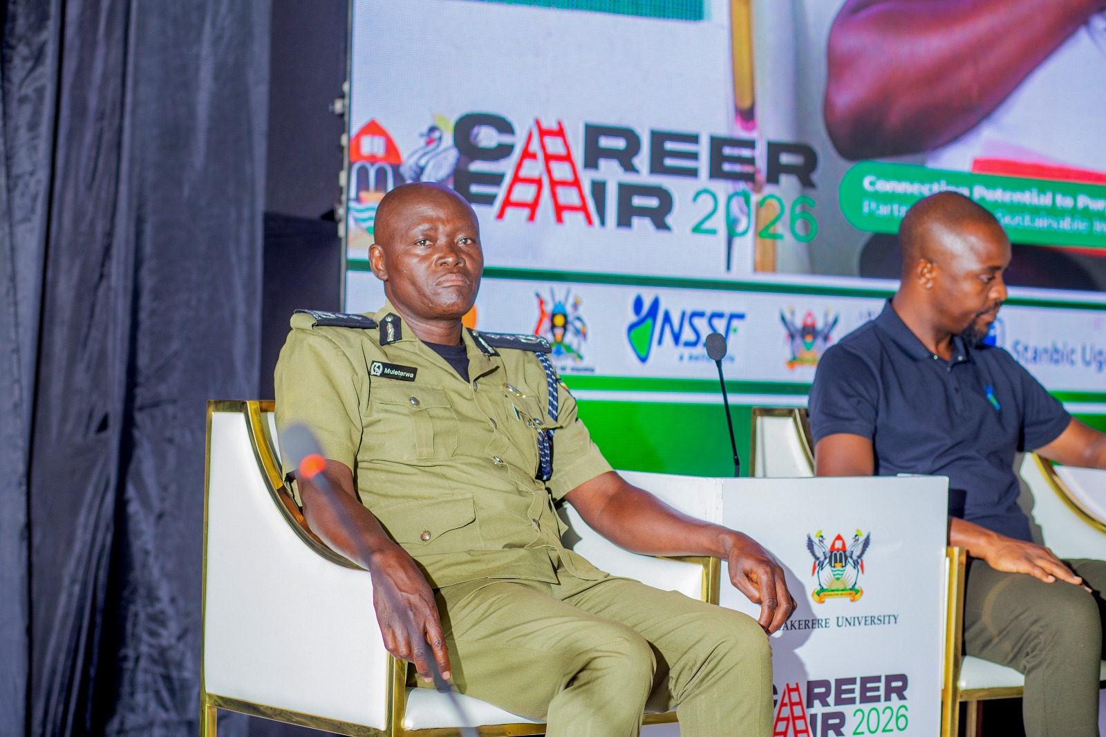 CP Anatoli Muleterwa. Three-day Careers Fair 2026, bringing together students, industry leaders, and policymakers to discuss the future of work in the era of Artificial Intelligence (AI), Day 3, Grand Finale, held under the theme “Connecting Potential to Purpose: Partnerships for Sustainable Impact”, 13th March 2026, Freedom Square, Makerere University, Kampala Uganda, East Africa.