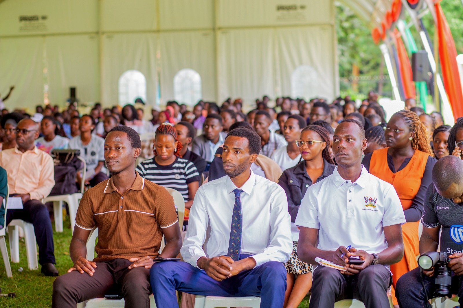 Some of the participants follow proceedings. Three-day Careers Fair 2026, bringing together students, industry leaders, and policymakers to discuss the future of work in the era of Artificial Intelligence (AI), Day 3, Grand Finale, held under the theme “Connecting Potential to Purpose: Partnerships for Sustainable Impact”, 13th March 2026, Freedom Square, Makerere University, Kampala Uganda, East Africa.