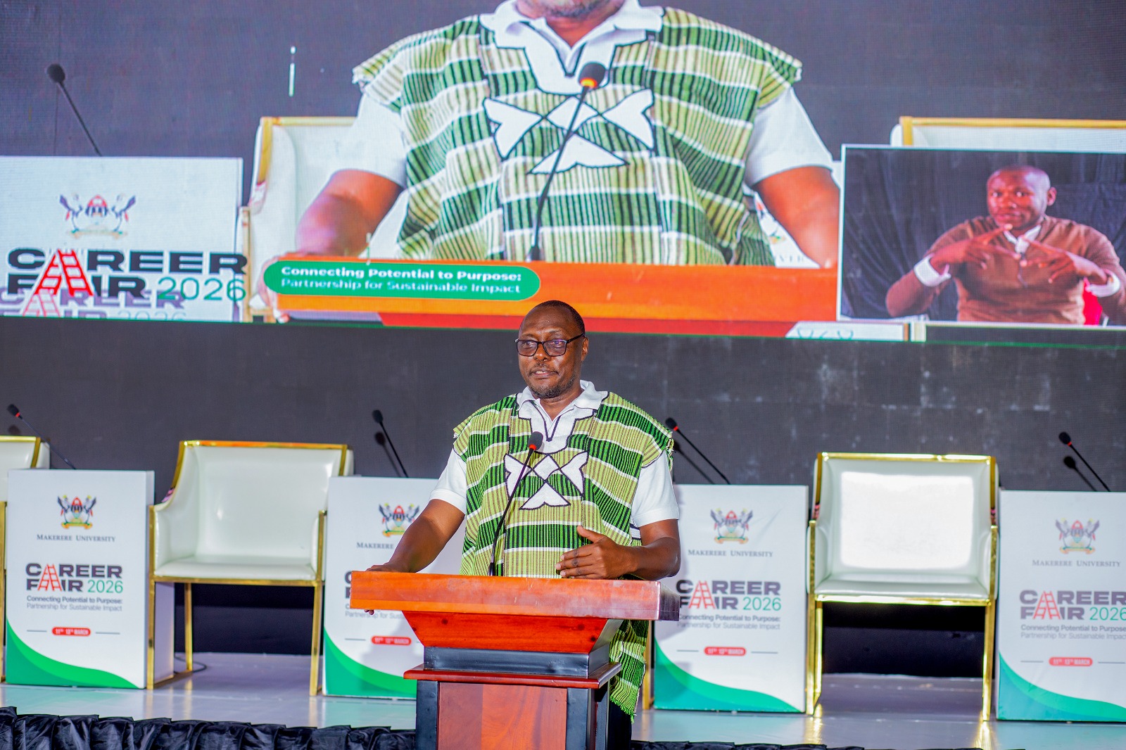 Prof. Anthony Gidudu. Three-day Careers Fair 2026, bringing together students, industry leaders, and policymakers to discuss the future of work in the era of Artificial Intelligence (AI), Day 3, Grand Finale, held under the theme “Connecting Potential to Purpose: Partnerships for Sustainable Impact”, 13th March 2026, Freedom Square, Makerere University, Kampala Uganda, East Africa.