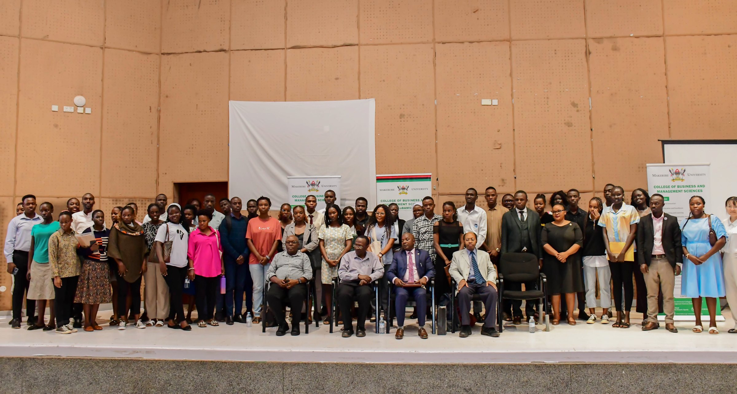 Prof. Ken Kamoche with participants in the Public Lecture on 3rd March 2026. Public lecture, titled: Research Collaboration across borders by Prof. Ken Kamoche from Nottingham University, 3rd March 2026, Yusuf Lule Central Teaching Facility Auditorium, Makerere University, Kampala Uganda, East Africa.