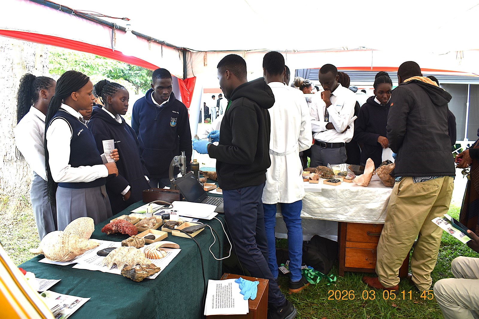 Students of Holy Cross Lake View S.S.S at the Geology stall. College of Natural Sciences (CoNAS) successfully held its first Annual Science Exhibition from Thursday, 5th March to Saturday, 7th March 2026, at the Science Quadrangle, Makerere University, Kampala Uganda, East Africa.