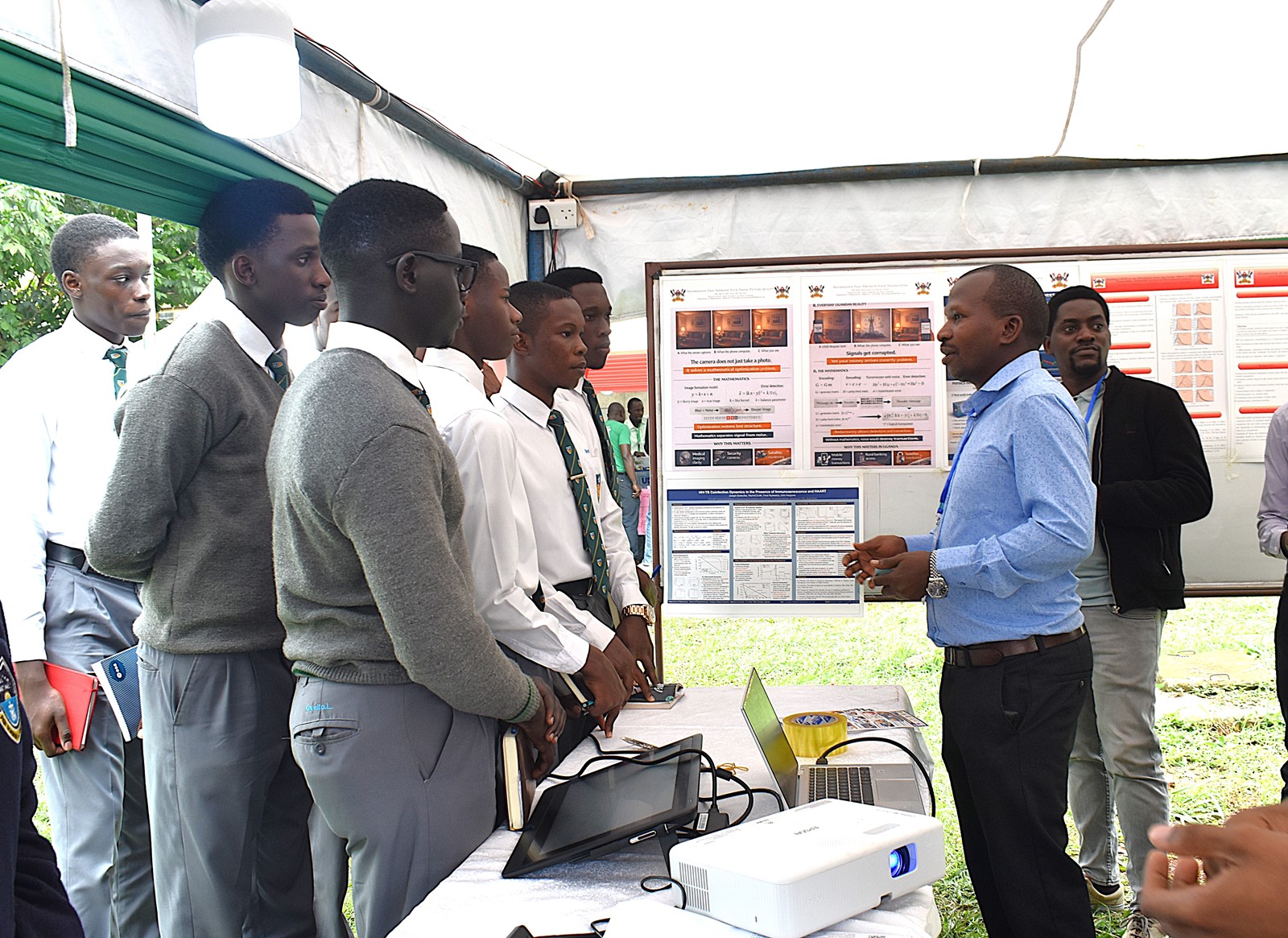 Students of Namilyango College at the Mathematics exhibition stall. College of Natural Sciences (CoNAS) successfully held its first Annual Science Exhibition from Thursday, 5th March to Saturday, 7th March 2026, at the Science Quadrangle, Makerere University, Kampala Uganda, East Africa.